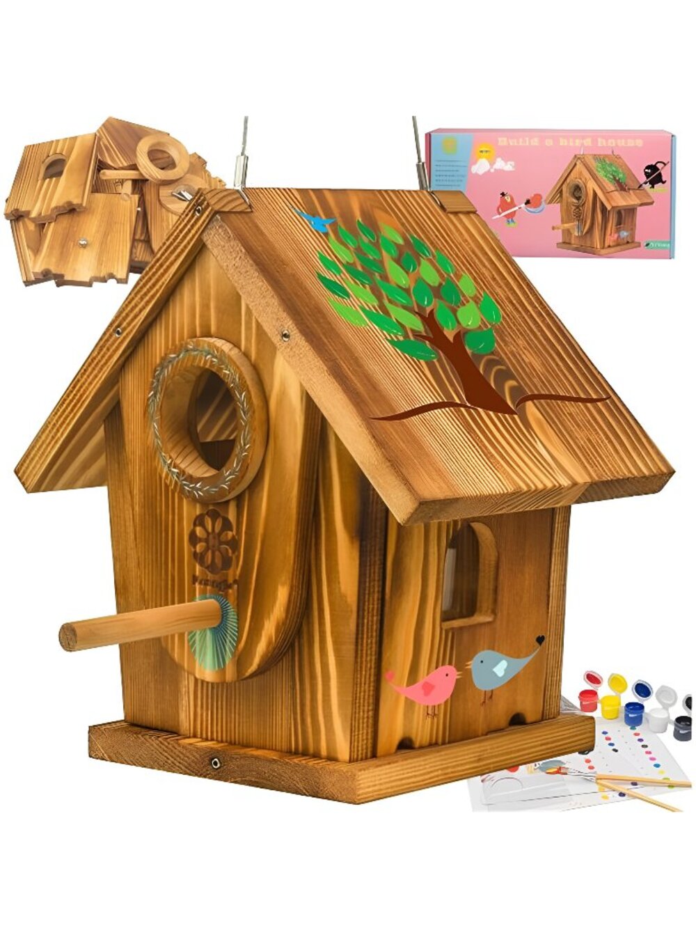Bird Houses for Outside,DIY Kit for Adults & Kids,Solid Mortise & Tenon